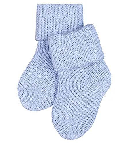 FALKE Unisex Baby Socken Flausch B So Wolle Baumwolle einfarbig 1 Paar, Blau Crystal Blue 6290, 62-68