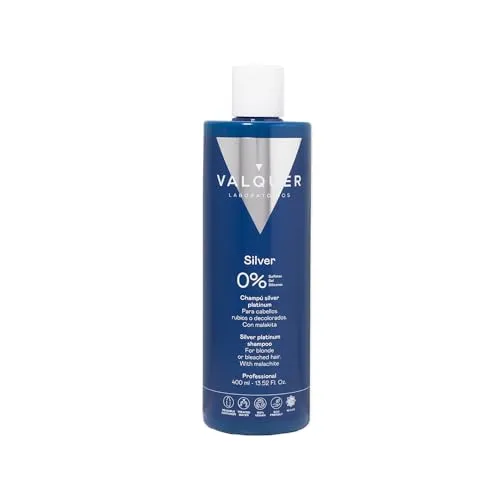 Valquer Silber Platinum Shampoo 400 ml - Für blondiertes, graues und weißes Haar - Shampoo zur Neutralisierung gelber Töne in blondiertem, grauem und weißem Haar. Ohne Sulfate, Salze und Silikone, mit feuchtigkeitsspendendem Vitamin B5 für strahlenden Glanz.