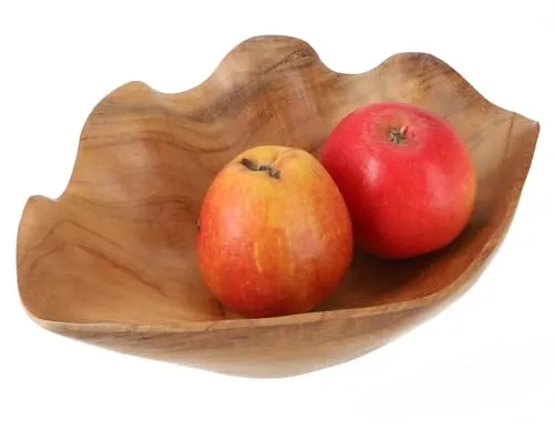 GURU SHOP Holzschale Muschel, Geschnitzte Obstschale, Holzteller - Muschel 22 cm