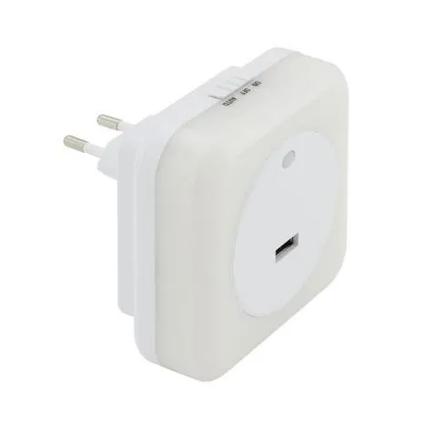 Briloner Steckerleuchte Night Light LED 0,42W USB-Anschluss Nachtlicht Sensor Weiß