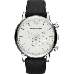 Emporio Armani AR1807 Herren Chronograph - Elegante Armbanduhr aus Edelstahl mit hochwertigem Lederarmband, wasserdicht bis 5 ATM und kratzfestem Mineralglas – das perfekte Design Highlight für jeden Anlass.
