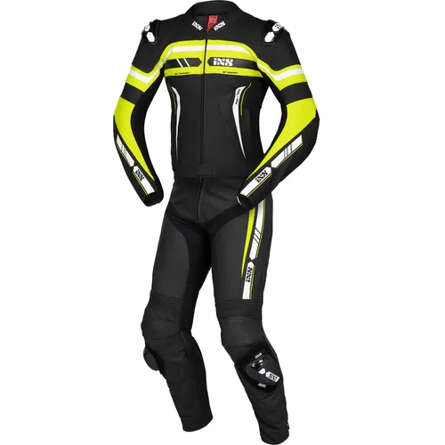 IXS Sport RS-700 2.0 2-Teiler Motorrad Lederkombi, Schwarz-Weiß-Gelb, Größe 56