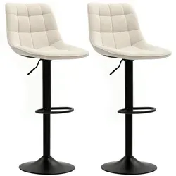 HOMCOM Barhocker mit Lehne, Höhenverstellbar und Drehbar, Beige