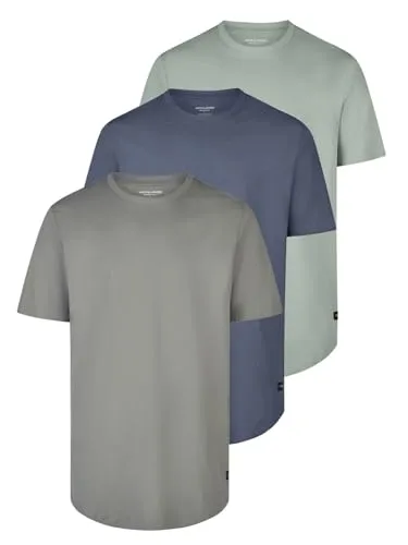 JACK & JONES Herren T-Shirt 3er Set aus Bio-Baumwolle - Lang geschnittenes Kurzarm T-Shirt im Regular Fit von Jack & Jones. Ideal für Freizeit und Sport, vielseitig kombinierbar und aus hochwertiger Bio-Baumwolle. Erhältlich in verschiedenen Farben und Größen.