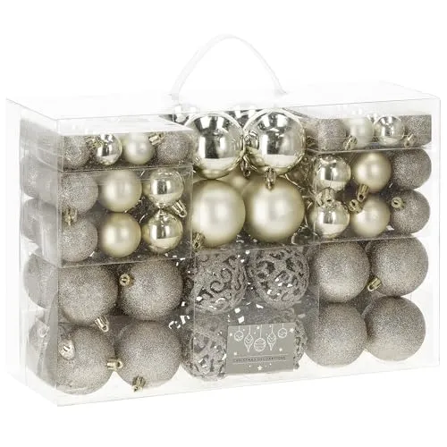 SPRINGOS Weihnachtsbaumkugeln aus Kunststoff 100 Stück Goldfarbene Kugeln Tannenbaumkugeln-Set Dekoration für Weihnachten Party Hochzeit (Gold)