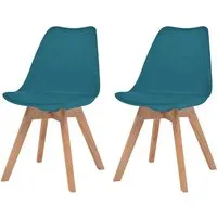 vidaXL Esszimmerstühle 2 Stk. Türkis Kunststoff - Esszimmerstühle im eleganten Design, ergonomisch geformt für hohen Komfort. Ideal für Küche oder Esszimmer, Lieferung umfasst 2 Stühle, robust mit Massivholzbeinen.