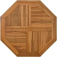 vidaXL Achteckige Tischplatte aus Teakholz - Esszimmertisch aus massivem Teakholz, witterungsbeständig mit Sonnenschirmloch, ideal zur Auffrischung deines Gartentisches oder Essbereichs.