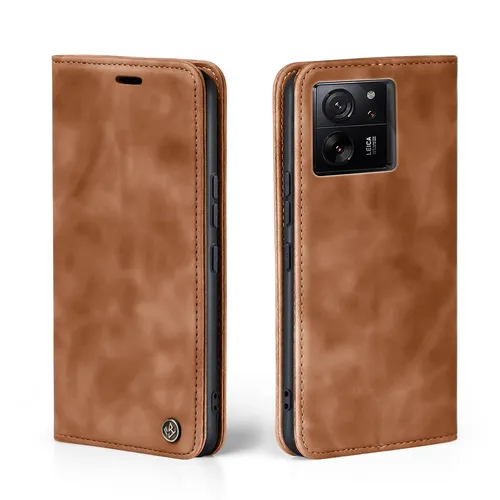 Handy Hülle für Xiaomi 13T / 13T Pro Klapp Magnet Smartphone Cover Case Braun