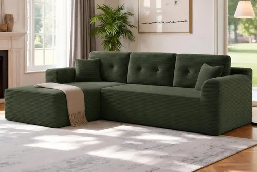 VASAGLE Ecksofa 244 cm – Modulares Schlafsofa mit Chaiselongue