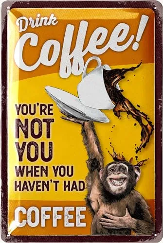 LANOLU Retro Blechschild Kaffee Deko für Küche, Coffee Bar Schild, Kaffee Schild, Kaffee Bild, Küche Bilder, Vintage Deko Küche, Wanddeko Küche, 20x30cm