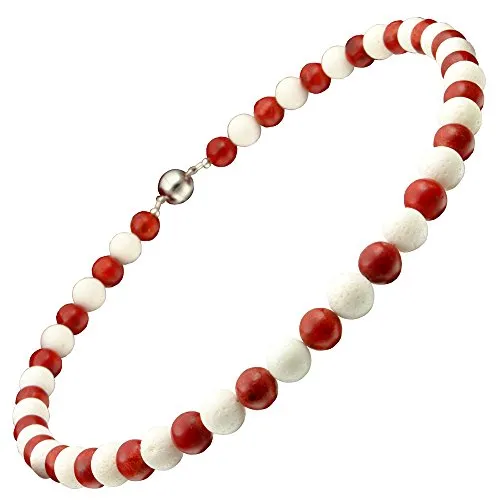 Kette Collier aus weißen & roten Korallen in rot von Schmuck Krone
