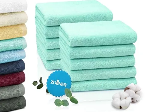 ZOLLNER 10er Set Handtücher 50x100 cm in türkis von Zollner