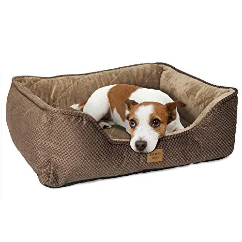 ib style Milo Hundebett, Hundekorb waschbar, Hundecouch, Schlafplatz kleine Hunde, Hundesofa, Abnehmbarer Bezug, S Braun
