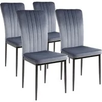 ALBATROS Esszimmerstühle Modena 4er Set - Elegante Samt-Stühle in Grau - Esszimmerstühle mit edlem Samt-Bezug und 4 cm dicker Polsterung für höchsten Sitzkomfort. SGS geprüft für Standfestigkeit und Haltbarkeit, ideal für stilvolle Essbereiche.