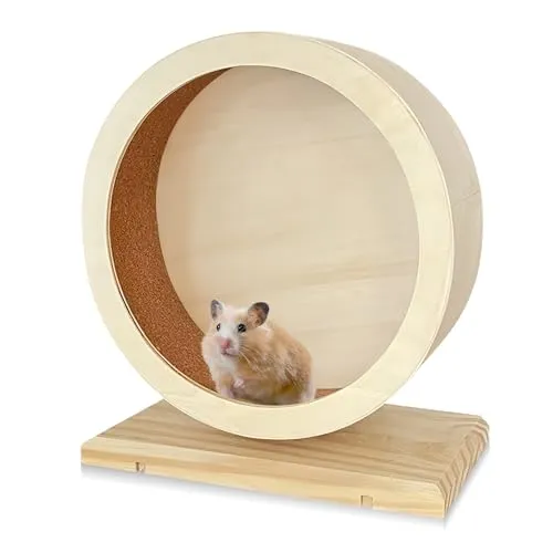 Hamsterrad aus Holz für kleine Haustiere: WIYETY Stiller Hamsterrad, Geräuscharmes Hamster Laufrad für Ruhe und Bewegung, Bogie Wheel für andere kleine Haustiere (S, Φ/ 15 cm)
