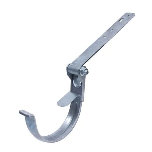 DAPRONA Rinneneisen verstellbar, Rinnenhalter Silber RG 250 für Dachrinne Halbrund, Verstellbar in Höhe und Neigung, hoher Korrosionsschutz