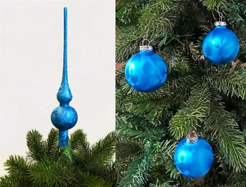 JACK Christbaumschmuck JACK Eislack Set Christbaumspitze 28cm + 12x Christbaumkugeln 6cm, inklusive praktischer Aufbewahrungsbox, Made in Germany