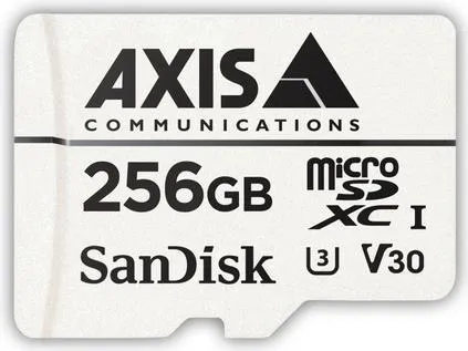 AXIS microSDXC Speicherkarte 256GB + Adapter - Speicherkarten für Videoüberwachung, optimiert für AXIS Kameras mit Health Monitoring und hoher Schreibgeschwindigkeit von 90 MB/s. Perfekt für zuverlässige Aufzeichnungen ohne Netzwerkverbindung.