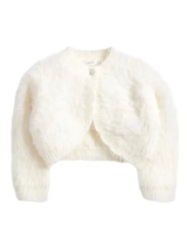 NEXT Mädchen Standard Flauschige Strickjacke mit Glitzer Ecru White 15 Jahre