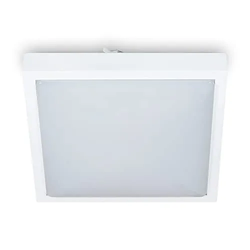 Kwazar Luminaire - Deckenleuchte Flach - Deckenlampe E27 - Quadratisch, Max. 30W, 230V, Schutzklasse IP20 - Lampe Decke für Flur, Treppenhaus, Wohnzimmer, Küche, Schlafzimmer - SAMI Weiß