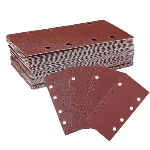 WORKPRO Schleifblatt Set 100 Stück, Schleifpapier Klett Körnung 40/60/80/120, 8 Löcher, Zubehör für Multischleifer, Schwingschleifer, für Holz Metall und Farbe