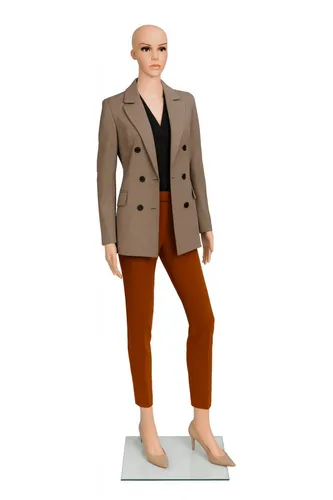 Schaufensterpuppe Schaufensterfigur Dame Kunststoff hautfarben mit Glasplatte