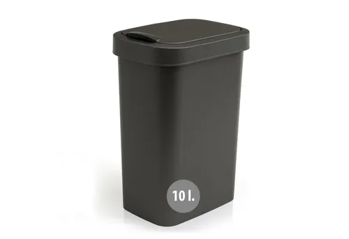 Hausfelder Mülleimer Abfalleimer 10 Liter mit Klapp-Schwingdeckel Abfallbehälter in Schwarz, Made in Germany, mit Klapp- und Schwingdeckel, robuste Konstruktion