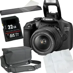 Canon EOS 2000D + EF-S 18-55mm Set - Systemkamera Set mit Canon EOS 2000D, 18-55mm Objektiv, Tasche, 32 GB SD-Karte und Schutzfolie – ideal für Einsteiger in die Fotografie!