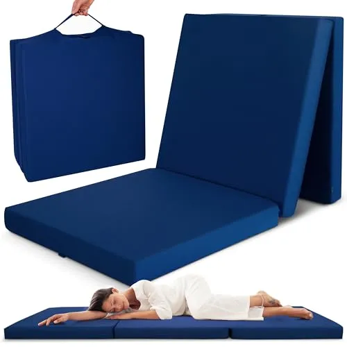 Beautissu Klappmatratze 80x195 cm – Faltmatratze für Gäste - Faltbare Gästematratze mit 10 cm Schaumstoffkern für hohen Komfort, waschbar und ideal für Übernachtungsgäste oder Camping. Praktischer Tragegriff für einfachen Transport.