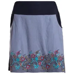 Vishes Minirock Blumen-Muster breiter Bund mit Kordel-Zug und Taschen mit Stickerei Alternative Bekleidung, Ethno, Hippie, Retro Style grau 38