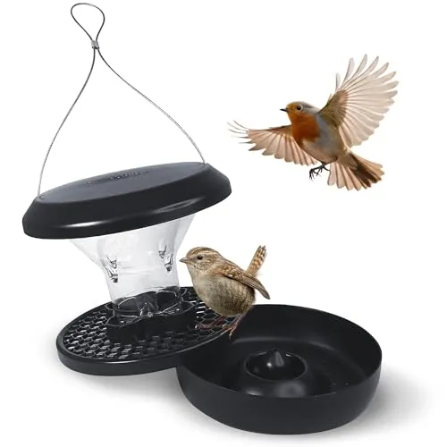 SWISSINNO Vogelfutterhaus zum Aufhängen Chur SMART Birds EICHHÖRNCHENRESISTENT – Massives Aluminium-Druckguss-Gehäuse, UV-beständiges ASA-Dach & SAN-Futterbehälter