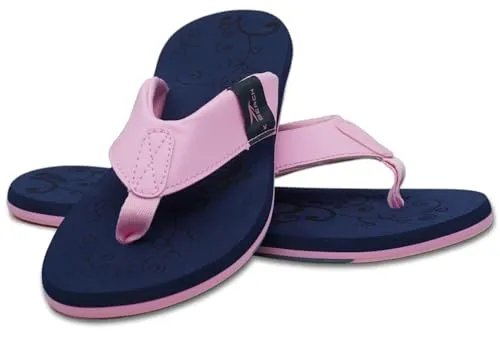 MADSea Damen Zehenstegpantolette Beach Woman | Zehentrenner Flip Flop Thong Sandale Badelatschen | Sommer Strand, dunkelblau/rosa, 40 EU