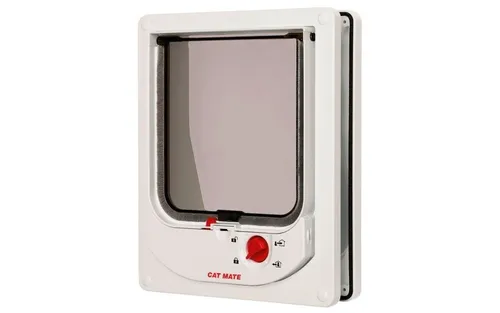 Cat Mate Elektromagnetische Katzenklappe mit 4-Wege-Schloss – Weiß - Katzenklappe mit elekt magnetischem Verschluss, ideal für Sicherheit und Flexibilität. Perfekt für Katzenbesitzer, die ihren Tieren Freiheit bieten möchten.