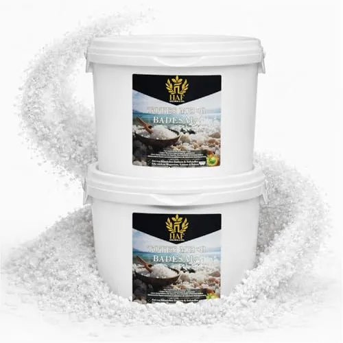 HAF – Premium Totes Meer Badesalz aus Jordanien (2 x 5 kg Eimer) - Naturreines Meersalz mit reichhaltigen Mineralien für ein entspannendes Badeerlebnis. Ideal zur Unterstützung der Hautpflege und vielseitig einsetzbar – für Fußbäder, Peelings und mehr.