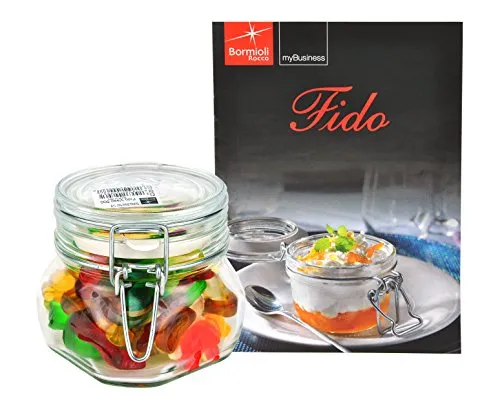Bormioli Rocco Drahtbügelglas FIDO, 500 ml, Einmachglas mit Bügelverschluss, inkl. Rezeptheft