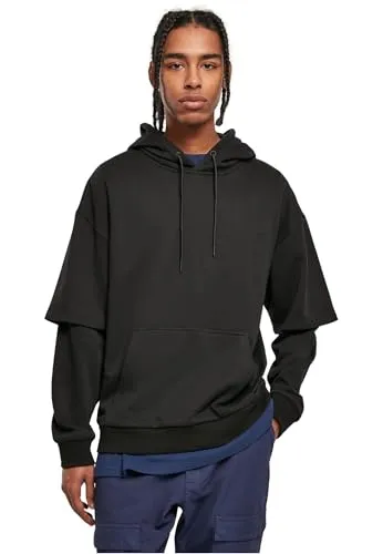 Urban Classics Herren Oversized Doublesleeve Hoody Sweatshirt, Schwarz, M - Kapuzenpullover für Herren mit oversized Schnitt und stylischen Doublesleeves, perfekt für lässige Streetwear-Looks.
