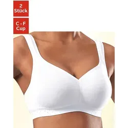 Soft-BH PETITE FLEUR, Damen, Gr. 100, Cup C, weiß (2xweiß), Jersey, Obermaterial: 90% Baumwolle, 10% Elasthan, BHs Soft-BH, ohne Bügel aus sanfter Baumwolle