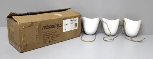 Relaxdays Hängende Wandvase im 3er Set - Blumentöpfe aus Keramik in Weiß und Hellbraun, ideal für kreative Wandbegrünung und Platzersparnis.