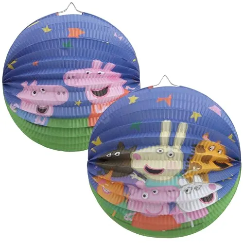 com-four® 2X Ballon-Laterne für Kinder - Papierlampion zur Herbstzeit - Martinslaterne für Lichterumzug - Papierlaterne zu Halloween und Sankt Martin - Faltlaterne (2 Stück - Ø 25cm Schwein)