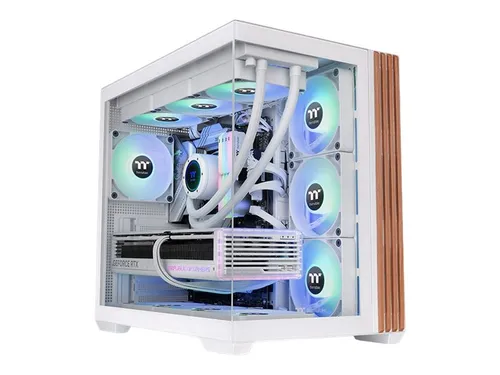 Thermaltake View 380 WS Midi Tower ARGB Snow White - Eleganter Midi Tower ohne NT mit atemberaubender ARGB-Beleuchtung für individuelles Gaming-Setup und optimale Kühlung.