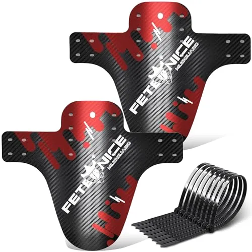 FETESNICE 2 Stück Kohlefaser Textur Mountainbike Schutzblech MTB Fahrrad vorne hinten Kotflügel DH Radfahren 24/26/27,5/29 Schutzbleche Mountainbike (MY-9BNG-UYK0)