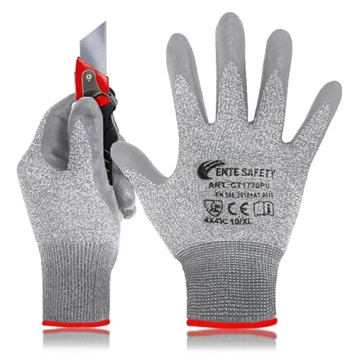 general merchandising Schnittschutzhandschuhe Level 5 – 2 Paar Größe L | 3D-Fit Dünn Leicht Maschinenwaschbar | Schnittfeste Handschuhe Küche Industrie