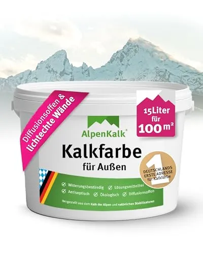 AlpenKalk Fassadenfarbe Weiß 15 l – Hochdeckend, atmungsaktiv & wetterfest