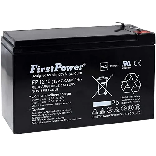 FirstPower Blei-Gel-Akku 7Ah für USV APC Back-UPS ES 700 - Hochwertiger Blei-Gel-Akku (7Ah, 12V) für zuverlässige Stromversorgung der APC Back-UPS ES 700, ideal für den Schutz Ihrer Geräte bei Stromausfällen.