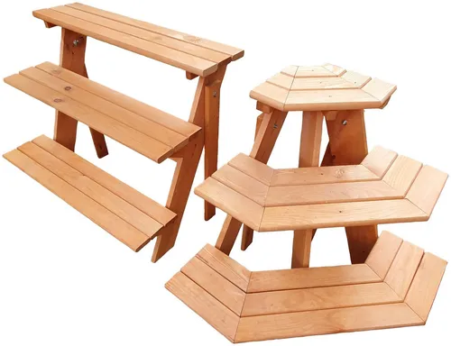 promadino Blumenständer Blummentreppe mit Eckelement - Braun - Pflanzenkästen & Spaliere - UV-beständig und witterungsbeständig, ideal für die kreative Gestaltung Ihres Gartens oder Balkons.