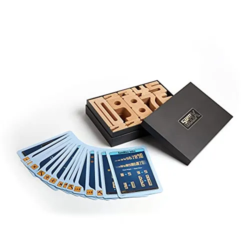 SumBlox Einsteiger Set - 38 Groß Holz Bausteine - Experimentierkästen für spielerisches Lernen, inklusive 36 Aktivitätskarten in Deutsch zur Förderung von Mathefähigkeiten und Hand-Auge-Koordination.