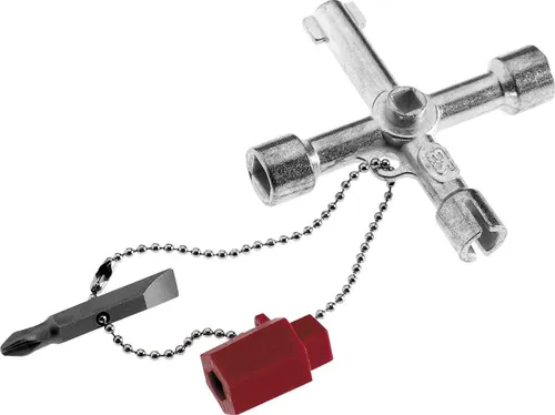 Cimco Schaltschrankschlüssel 11 2895 - Vielseitiger Schaltschrankschlüssel für Elektrotechnik, Gas- und Wasserversorgung. Inklusive Adapter und Wendebit für verschiedene Schraubentypen, ideal für Profis in der Industrie.