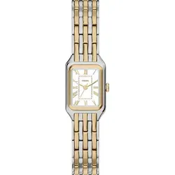 Fossil Raquel Damenuhr mit Edelstahlarmband - Elegante Quarz-Damenuhr mit 18-mm-Gehäuse und kratzfestem Mineralglas. Das strapazierfähige Edelstahlband ist anpassbar für perfekten Sitz. Wasserdicht bis 50 m, ideal für den Alltag.