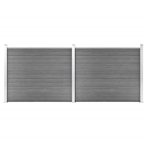 vidaXL Zaunelement Set mit Pfosten - Grau - Dekorative Zäune, langlebig aus WPC, ideal für Sichtschutz und einfache Montage durch modularen Aufbau.