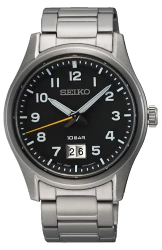 Seiko Herren Analog Quarz Uhr SUR569P1 - Armbanduhr für Herren mit kratzfestem Saphirglas und robustem Edelstahlarmband, wasserdicht bis 100 Meter für maximale Langlebigkeit und Stil.
